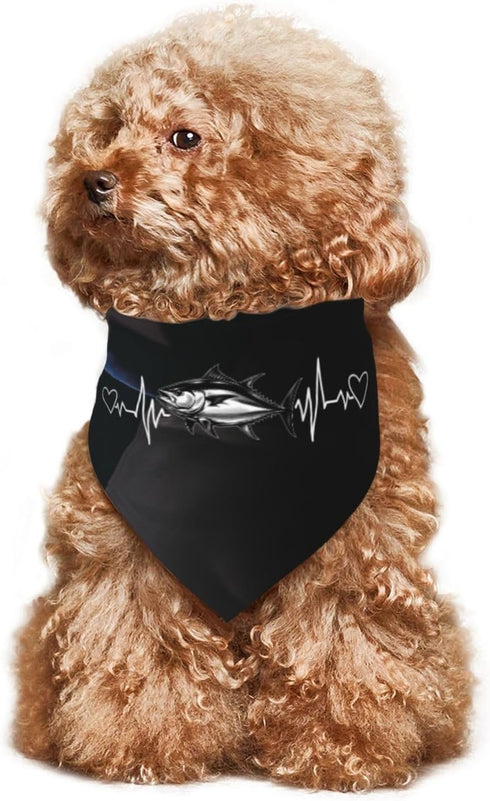 Kangweida Bluefin Tuna Heartbeat Stylish Pet Bandana Cute Pattern Triangle Scarf for Dogs and Cats