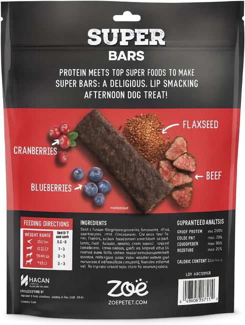 Hoiyen Packed 32 oz 2 (Pack 1) Zoe Super Bars Beef Recipe Dog Treats - Protein Snacks with Berries and Flax Grain