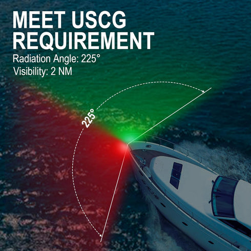Bi-Color Bow Navigation Light for Small Boats, Yachts, and Skiffs