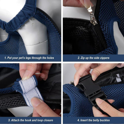 FEimaX Dog Carrier Backpack, Adjustable Pet Legs Out Front Travel Bag for Small Medium Dogs Cats, Hands-Free