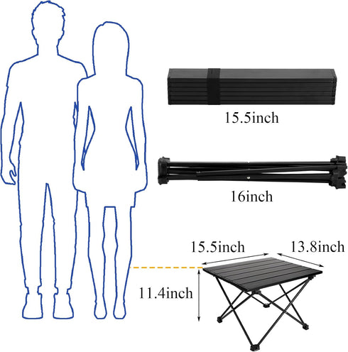Backpacking 15.5''L 13.8''W 11.4''H SOUJOY Camping Side Table, Portable Folding Beach Table, Small Aluminum Picnic