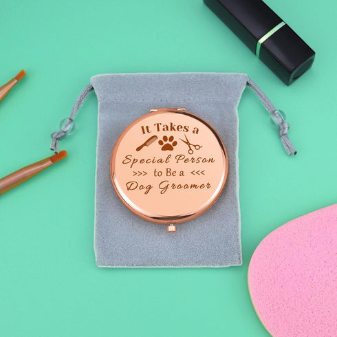 Dog Groomer Gift for Women, Compact Makeup Mirror for Dog Stylist, Pet Grooming Gifts for Dog Lovers.