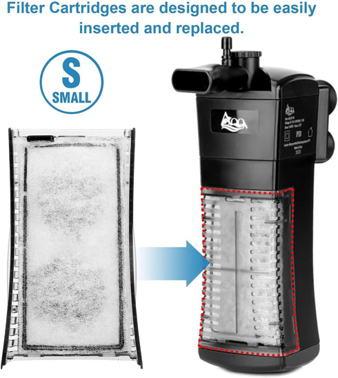 AQQA 8 Pack Aquarium Filter Cartridge Replacement for Small Internal Filter