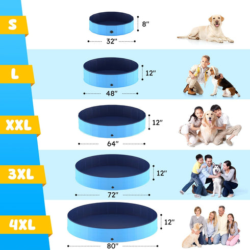 Niubya Foldable Dog Pool - Collapsible Hard Plastic Swimming Pool for Pets, Indoor and Outdoor, 32 x 8 Inches