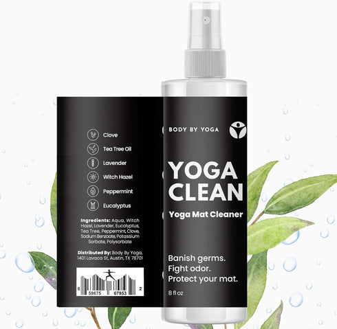 Yoga Clean - 100% Natural Yoga Mat Cleaning Spray and Deodorizer, 8 oz, Safe for Cork, Rubber, and All Fabric.