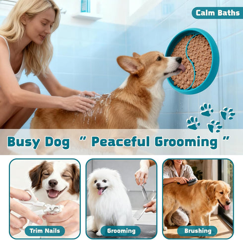 WUDIGGBO Dog Lick Bowl, Non-Slip Slow Feeder Dog Bowl, Silicone Licking Mat with Treat Dispenser, Entertainment Dog