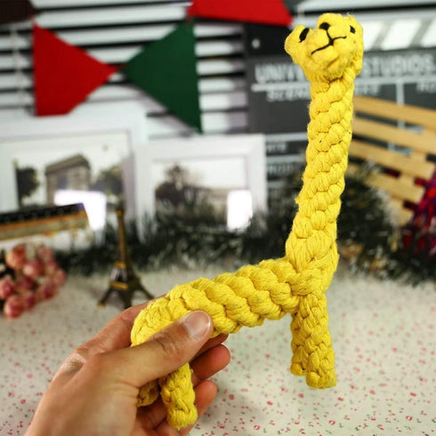 Dog Pet Puppy Chew Toys for Teething - Rope Ball Knot Training Treats for Small Medium Dogs (Giraffe)