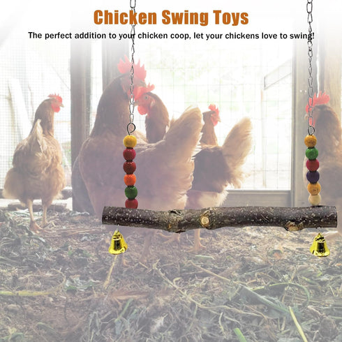 Chicken Bird Swing,Chicken Perch,Natural Wooden Swing Toys,Wood Stand for Chick,Safe and Relief of Stress,Chicken Coop