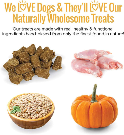 Smart Cookie All Natural Dog Treats - Rabbit & Pumpkin, Grain Free, Soft Chewy Treats for Dogs & Puppies with Allergies