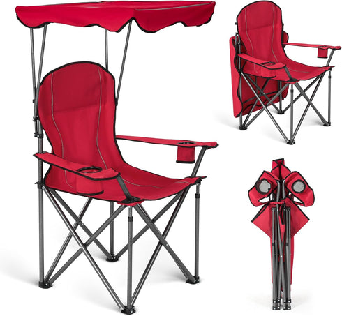 Heavy Duty Canopy Lounge Chair with Sunshade - Ideal for Travel