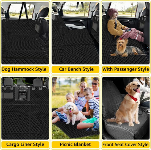 6 1 60/40 100% Hammock, Vailge in Car Seat Cover for Back Seat, Split, Waterproof with Mesh Window, Scratch Prevent