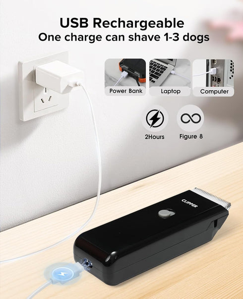 Trimmer, Upgrade Home Professional Dog Grooming Kit Clipper for Matted & Long Hair, Cordless Pet Shaver Low Noise USB