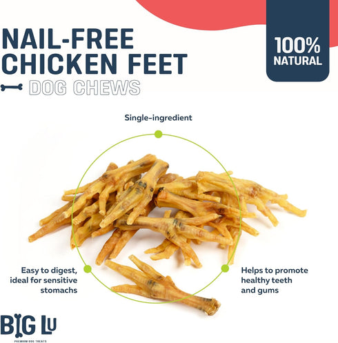 (30-Pack) 100% Nail-Free Chicken Feet Dog Chews, | Natural Single-Ingredient Treats, Rawhide-Free, Long-Lasting, Rich