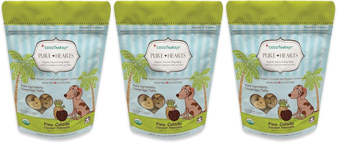 CocoTherapy Organic Pina Colada Pure Hearts Coconut Cookies, 3 Pack, 5 Ounces Each, Made in The USA