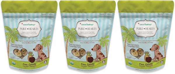 CocoTherapy Organic Pina Colada Pure Hearts Coconut Cookies, 3 Pack, 5 Ounces Each, Made in The USA