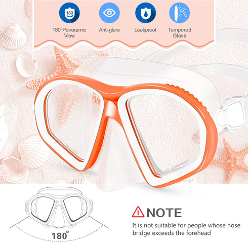 Supertrip Swim Mask with Nose Cover, Kids Swim Goggles, Tempered Glass Snorkel Diving Mask for Youth Boys Girls Age 6-14