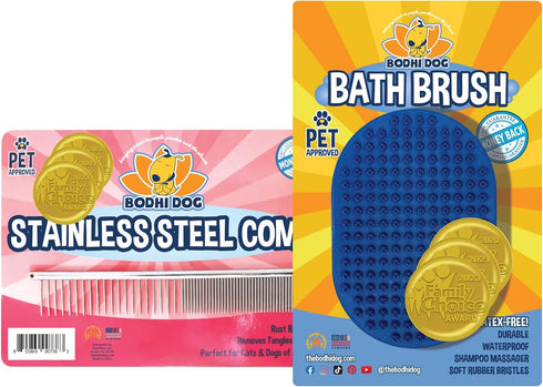Bodhi Dog Shampoo Brush, Pet Shower & Bath Supplies for Cats & Dogs, Professional Quality Dog Wash Brush (Blue)
