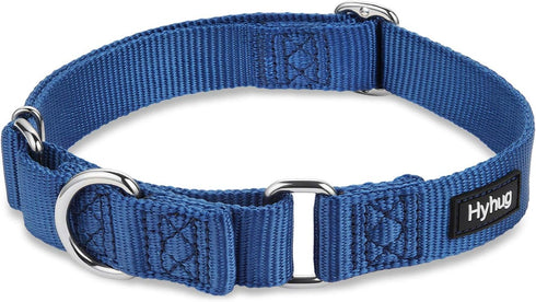 Hyhug Pets Premium Durable Nylon Anti-Escape Martingale Collar for Dogs, Comfy and Safe, Medium, Classic Blue
