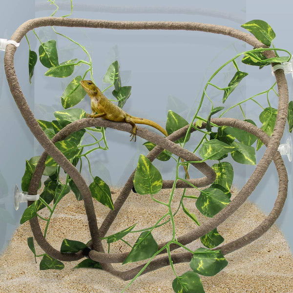 Coolrunner 8FT Reptile Vines and Flexible Leaves with Suction Cups Jungle Climber Habitat Decor for Lizards, Gecko