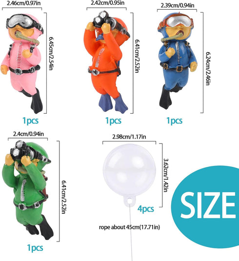 Floating Fish Tank Decorations Fish Toys for Aquarium Decor Accessories Cute Little Diver Aquarium Decoration Fish Tank Aquarium Diver Ornaments 4 Pack