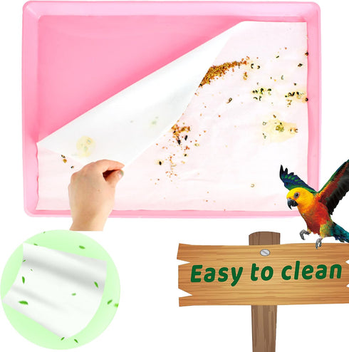 100 Pcs Bird Cage Liner Papers, Big Size Disposable Cage Paper Liners for Pet Bird Parrot