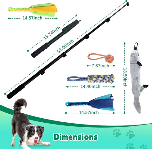 Flirt Pole for Dogs, Interactive Tug-of-War Toy, Adjustable Length for Outdoor Exercise & Training