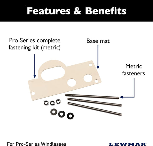 Lewmar Pro Series Fastening Kit - Complete Base Mat Kit with Threaded Metric Fasteners
