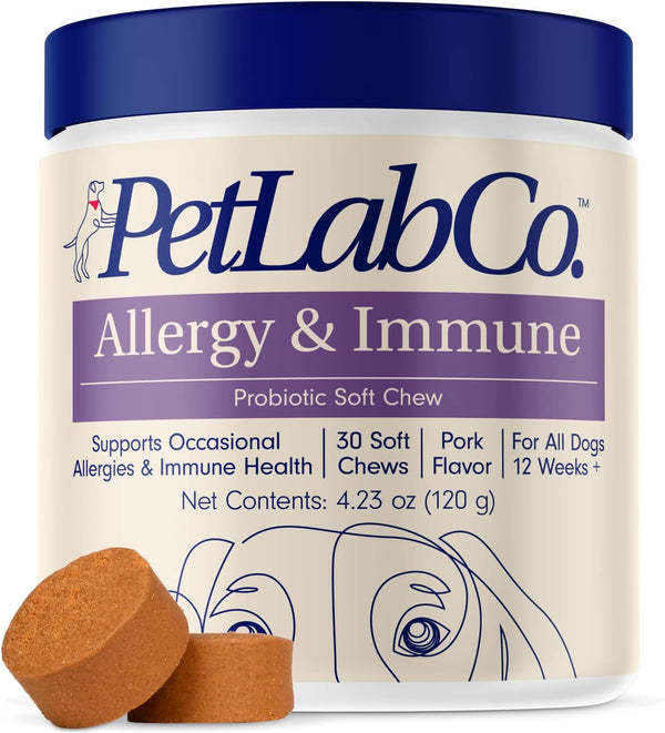PetLab Co. Allergy & Immune Probiotics for Dogs - 30 Soft Chews to Support Seasonal Allergies, Gut & Digestive Health