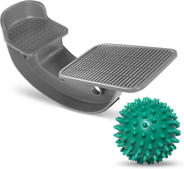 ProHeal Foot Rocker Calf Stretcher with Spiked Ball Massager - for Plantar Fasciitis, Achilles Tendonitis, Gray with