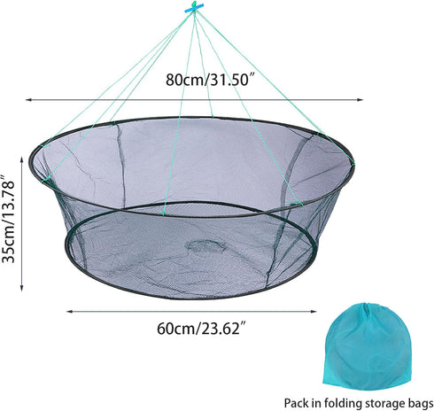 MOUNTTU Crab Net,Fish Trap Crab nets for Crabbing Portable Folding Fishing Fish Net with Thickened Rope for Minnows