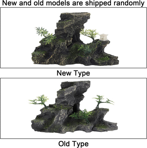 Zerodis Aquarium Ornaments, Simulation Resin Rockery Mountain View Stone with Moss Tree Rock Cave for Fish Tank
