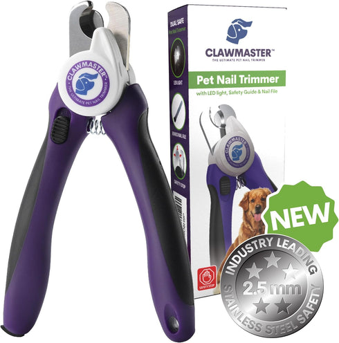 Claw Master Lighted Pet Nail Clippers, Precise Trimmer & Cutter for Dogs & Cats, Includes Safety Guard & Nail File