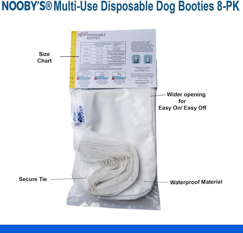 Wound Recovery Dog Boot 8-Pack by Nooby's, Medical Booties for Maximum Wound Protection, M 2.5" - 3.5" Width