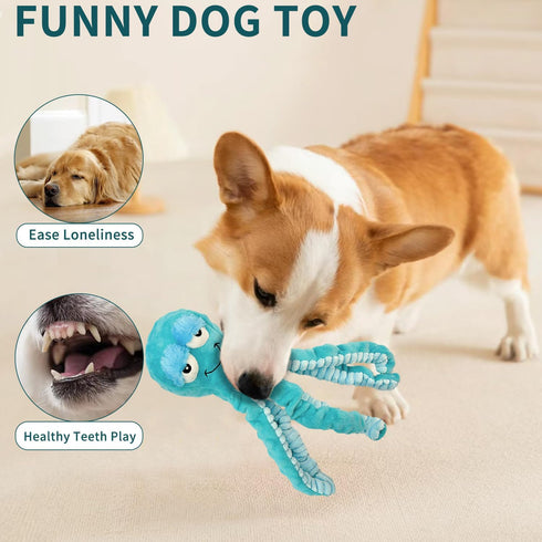 Octopus Dog Toys, Large Squeaky Interactive Plush Dog Toys for Small, Medium Puppies, Tug of War Training Aid