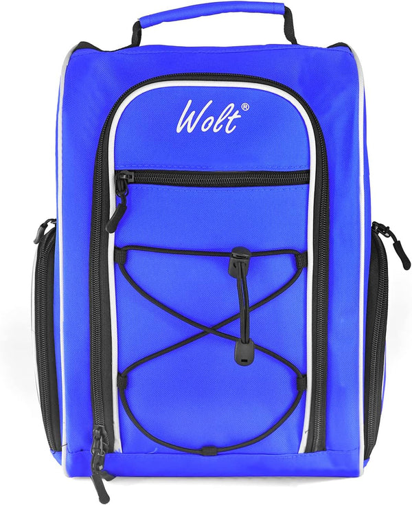 Wolt Golf Shoe Bag for Travel, Zippered Carrier Bags with Ventilation & Double Outside Pocket for Accessories (Blue)