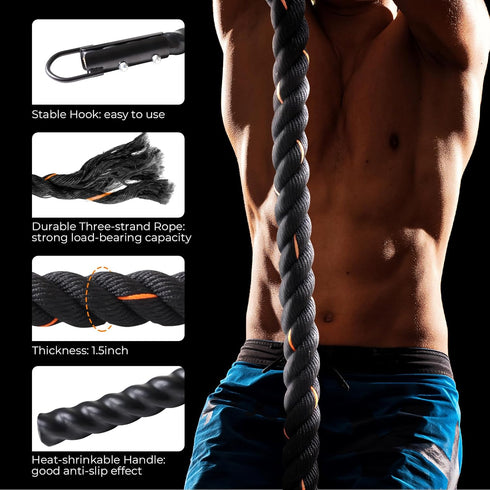 Glitenniy Climbing Rope Gym Climbing Rope for Fitness and Strength Training, Rock Climbing and Home Workouts Adult