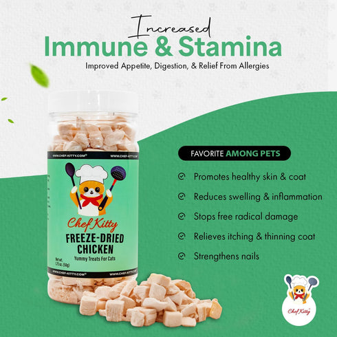 100% 1.75 oz Freeze Dried Chicken Cat Treats | Healthy Dog Food Toppers Human Grade | Single Ingredient, Grain Free