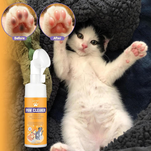 Paw Cleaner for Dogs and Cats, Magic Foam - Clean Paws No-Rinse Foaming Cleanser, Foot Cleaner Brush with Rose Extract