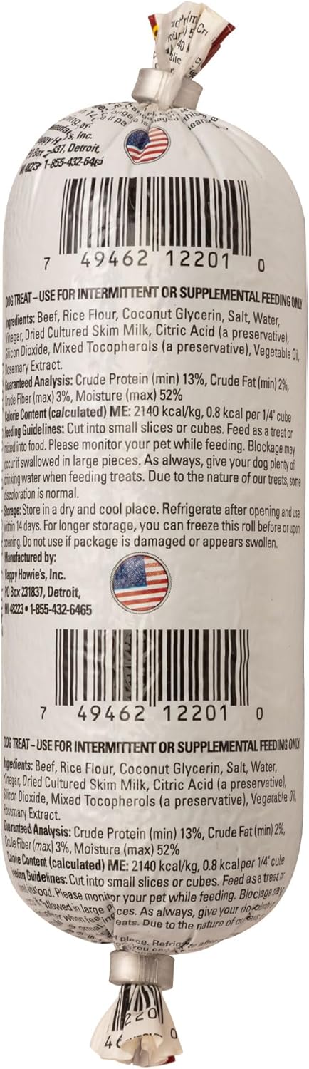 7 Oz (Pack 6) Happy Howie's Soft Meat Roll Treat - Soft Dog Food Beef Rolls, High Protein, Natural Ingredients, for All