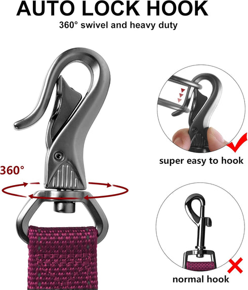 TwoEar 4FT 1IN Strong Rose Dog Leash, 2 Padded Handles, Traffic Handle for Extra Control, Reflective Lead for All Dogs