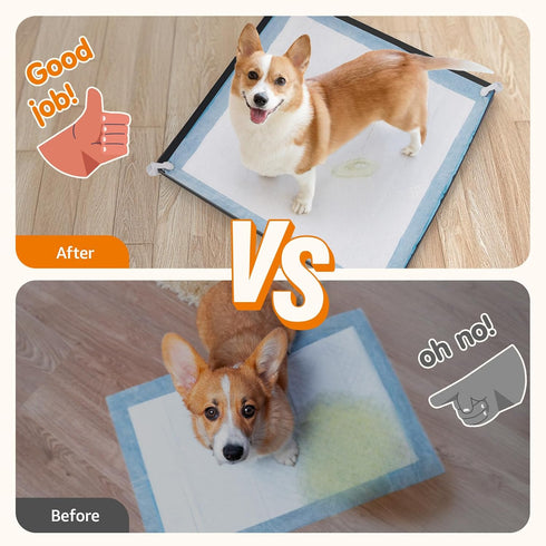 2 Pack 4 24" 24" LOOBANI Dog Pee Pad Holder - Silicone Puppy Pad Holder - High Edge Dog Potty Tray with Holder Clamps