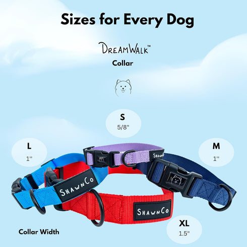 ShawnCo Dream Walk Adjustable Dog Collar, Comfortable Pet Collar for All Dog Sizes, Oceanic Blue