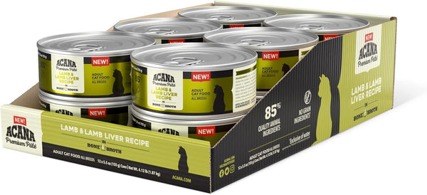 ACANA PREMIUM PATE Wet Cat Food - Lamb & Lamb Liver Recipe in Beef Bone Broth, 5.5oz (Case of 12)