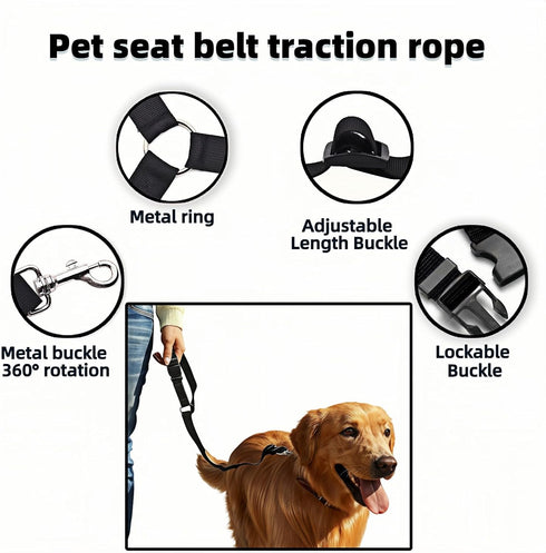 RyanDesign 2-in-1 2-Pack Car Seat Belt for Dogs, Headrest Dog Safety Harness & Leash - Adjustable Nylon Vehicle Pet