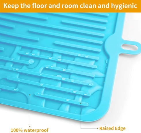 Ptlom Dog Food Mat, Anti-Slip Waterproof Feeding Mat for Dogs and Cats, Prevent Messy Spills
