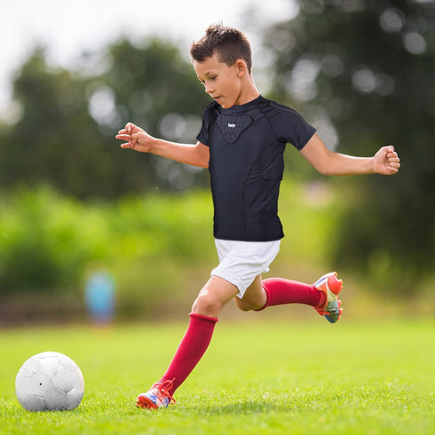 Youth Padded Compression Shirt - Kids Protective Shirt for Football, Soccer, Basketball
