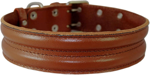 Dogs My Love Heavy Duty Brown Leather Collar 1.75" Wide, Fits 17.5"-21" Neck