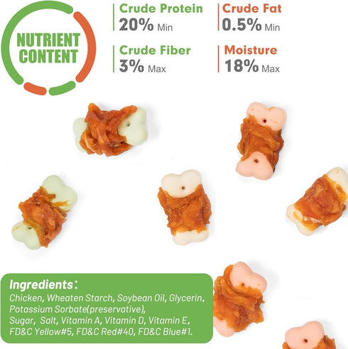 MON2SUN 10.58oz Dog Treats, Mini Chicken Wrapped Biscuits with Added Vitamins, Healthy Training Snacks for Small Medium