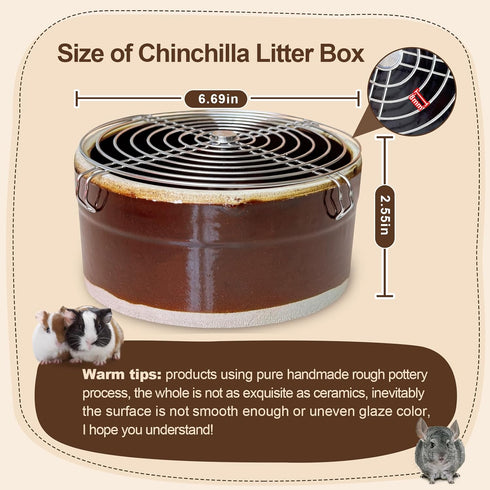 Arfubye Chinchilla Chinchillas, Ceramic Litter Box Corner Litter Box for Small Pets Round Potty Trainer Corner Litter