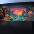 Colorful Galaxy Space Planet Aquarium Background: Waterfall Landscape Tapestry with Fantasy Mountain Wave Design